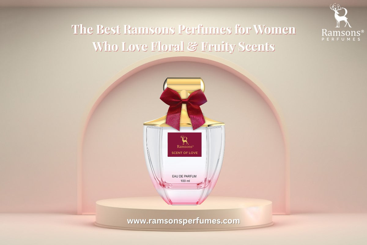 Ramsons Scent of Love Eau De Parfum – a top choice in floral and fruity perfumes for women, 100ml bottle on display