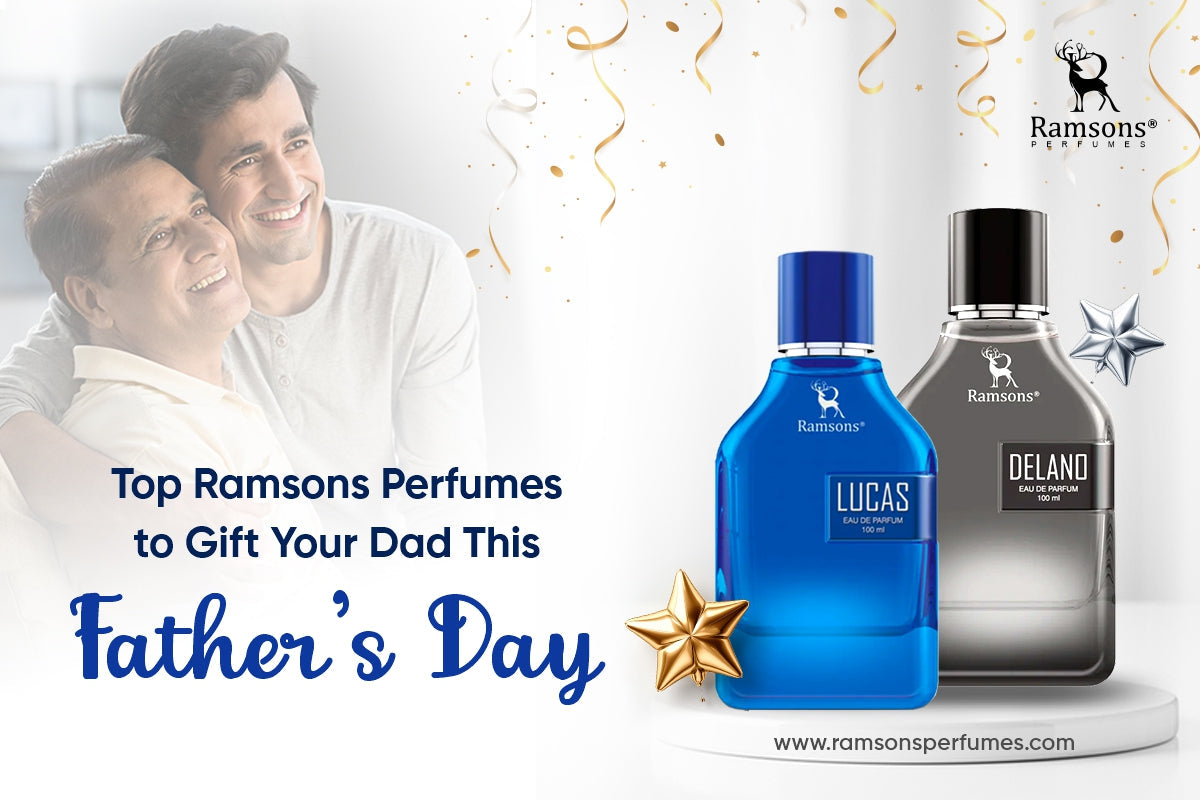 Father and son smiling with Ramsons Lucas and Delano perfumes – perfect Father’s Day gifts from ramsonsperfumes.com