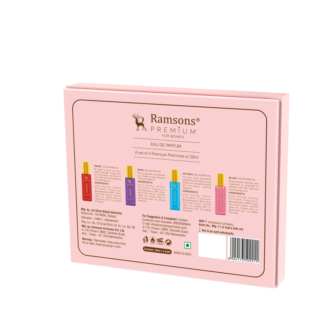 Ramsons Premium For Women - Blush, Victoria, Daisy, Desire 80ML Combo Pack