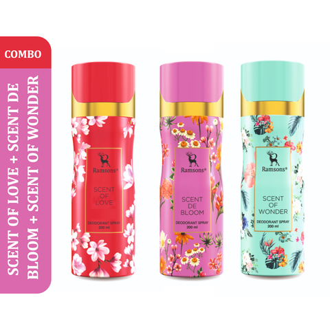 Scent Of Love + Scent De Bloom + Scent Of Wonder - 200ML Deodorant Combo