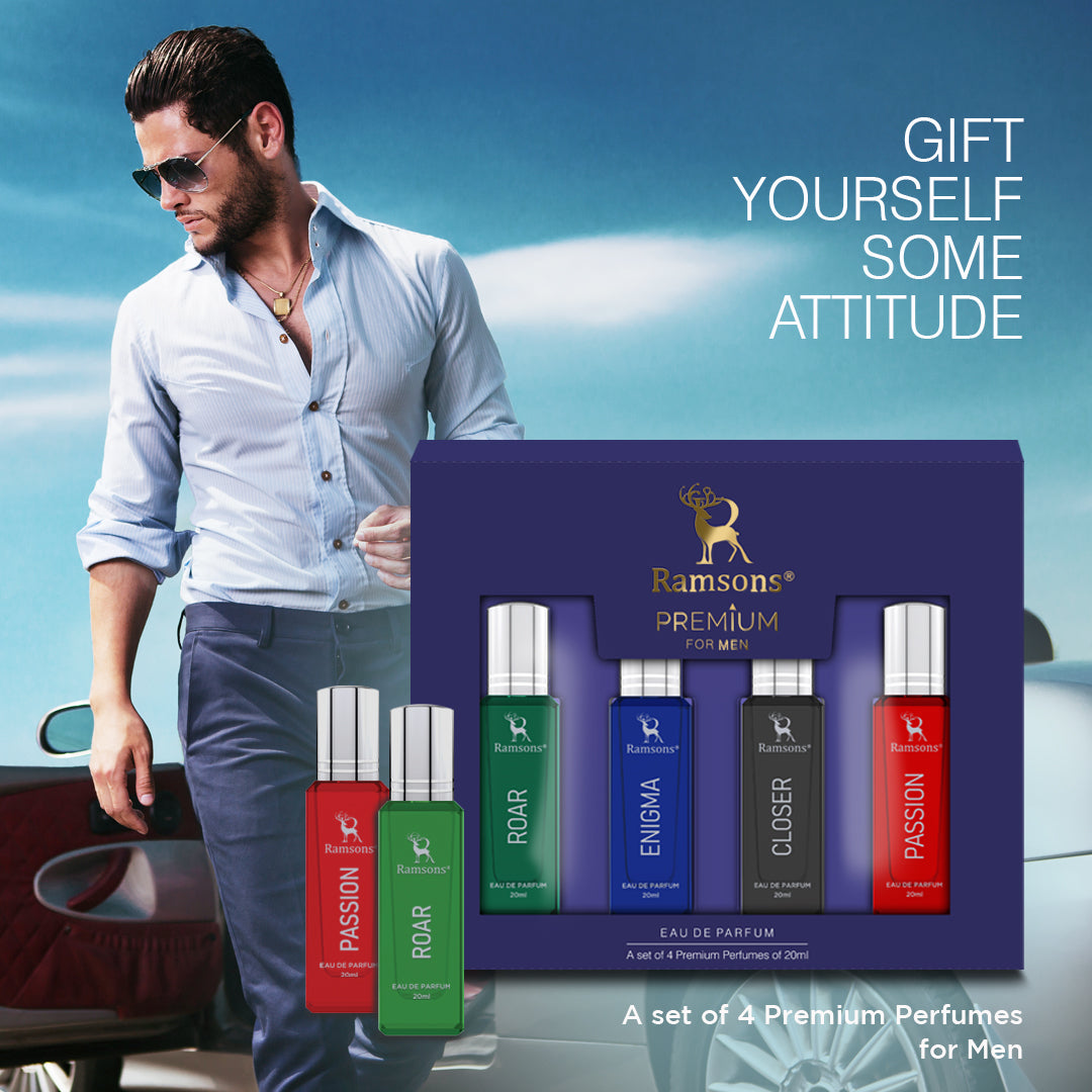Infinity Ramsons Ramsons Premium For Men - Roar, Enigma, Closer, Passion 80ML Combo Pac ...