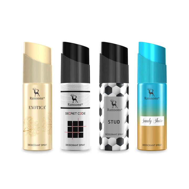 Exotica + Stud + Secret Code + Sandy Shore Deodorant Combo Pack - 4 x 40ML