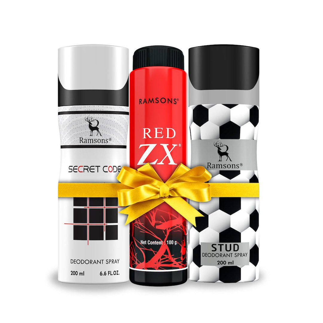 Red ZX Talc 100G, Secret Code & Stud 200ML Deo Combo Pack