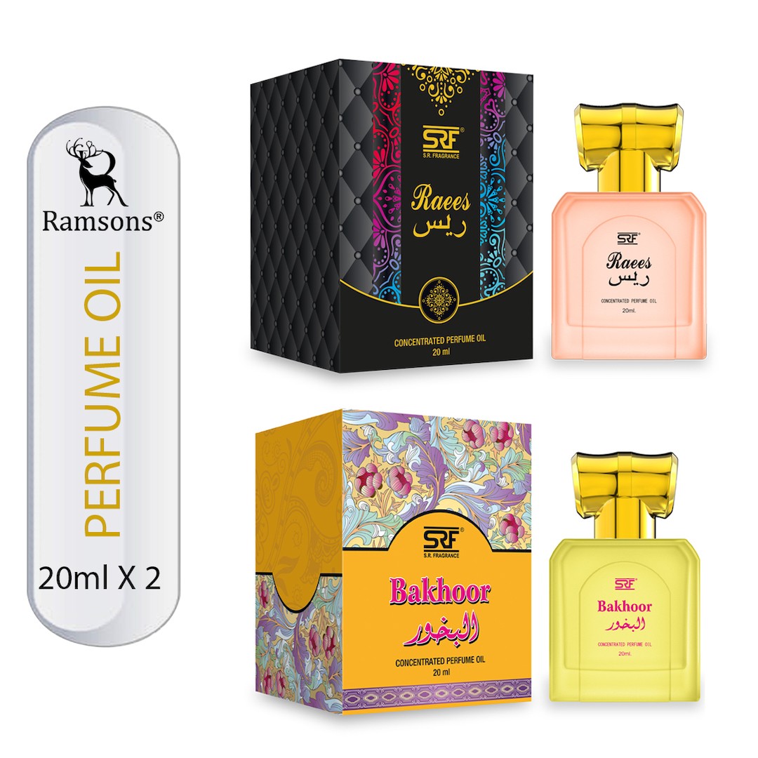 SRF Raees & Bakhoor Concentrated Perfume Oil Combo Pack - 2 x 20ML
